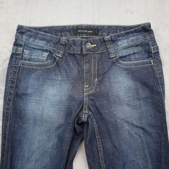 Calvin Klein Jeans Womens 6 Blue Denim Flat Front Pockets Lean Boot Pants - Picture 6 of 16